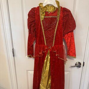 Red Renaissance-style floor length costume for girls size Medium